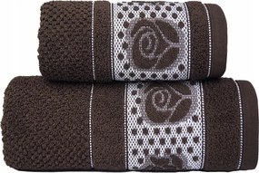 Dotti törölköző bordó pöttyös virágokkal 70x130 eszpresszó martini barna