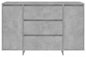 betonszürke szerelt fa tálalószekrény 3 fiókkal 120x41x75 cm