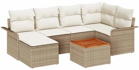 vidaXL Kerti Kanapé Szett párnával 7 pcs Bézs polirattan