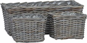 vidaXL Ültető Kosár tárolóval 3 pcs Szürke Kubu rattán