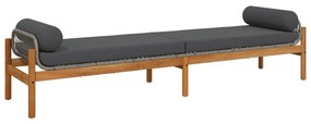 polyrattan akácfa kerti pad szürke párnával