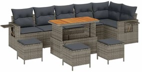 vidaXL Kerti Kanapé Szett 10 pcs Szürke polirattan