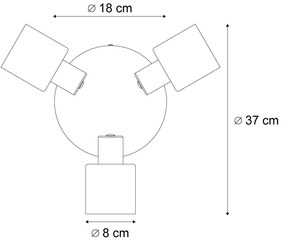 Modern fekete mennyezeti lámpa füstüveggel, kerek, 3-lámpás - Cilin