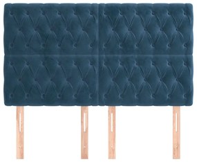 4 db sötétkék bársony fejtámla 72x7x78/88 cm