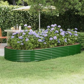 Zöld porszórt acél kerti ültetőláda 296 x 140 x 36 cm