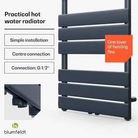 Blumfeldt Fairmont, 50 x 107, radiátor, 509 W, meleg víz, 4 törölközőtartó, 1/2"