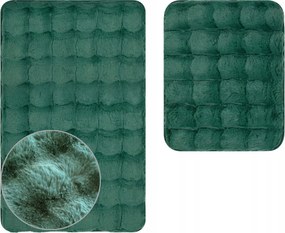 Fürdőszobaszőnyeg Csúszásgátló Aruba 3D Puha Bolyhos Zöld 2 részes