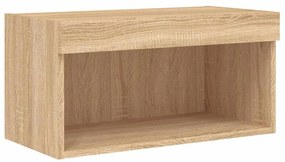 8 darab füstös tölgy színű szerelt fa TV-bútor LED-del