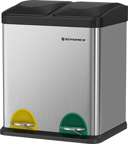 Szemétgyűjtő, szelektív hulladékgyűjtő, acél, 30 liter, 2 x 15L