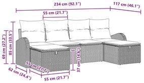 6 db-os Kerti Kanapé Szett Párnával Bézs Poli Rattan
