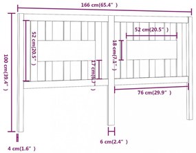 fekete tömör fenyőfa fejtámla 166 x 4 x 100 cm