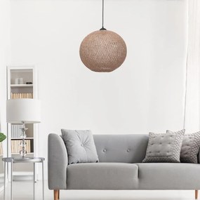 Bézs függőlámpa juta búrával ø 38 cm – Opviq lights