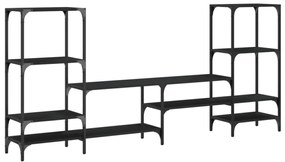 fekete szerelt fa TV-szekrény 206,5x28,5x95 cm
