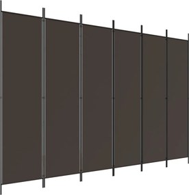 vidaXL 6 paneles barna szövet paraván 300x200 cm