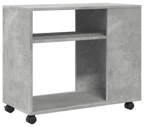 betonszürke szerelt fa kisasztal kerekekkel 70 x 35 x 60 cm