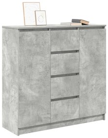 betonszürke szerelt fa tálalószekrény fiókos 100,5x35x98,5 cm