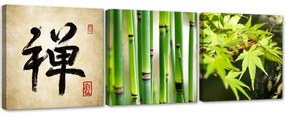 Gario Vászonképek készlet Zöld Ázsia - 3 részes Méret: 90 x 30 cm