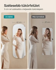LED-es tükör ékszertárolóval 10×42×108 cm, fehér