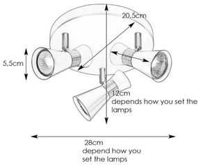 Markslöjd 108626 - Spotlámpa FOLIE 3xGU10/7W/230V fekete/sárgaréz
