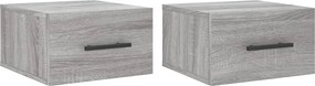vidaXL 2 db szürke sonoma falra szerelhető éjjeliszekrény 35x35x20 cm