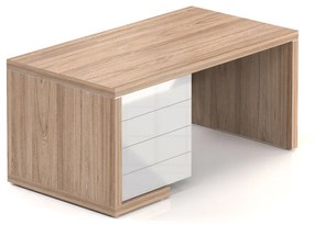 Lineart asztal 160 x 85 cm + bal konténer, világos bodza / fehér