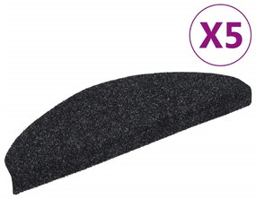 5 db fekete tűlyukasztott öntapadó lépcsőszőnyeg 65 x 21 x 4 cm