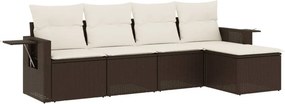 vidaXL 5 részes barna polyrattan kerti ülőgarnitúra párnával