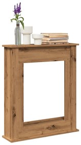kézműves tölgy színű szerelt fa kandallóburkolat 75x20x87,5 cm