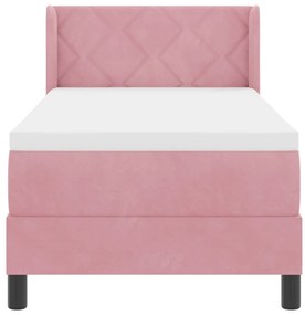Boxspring Ágy Matrac Sötét Rózsaszín 80x200 cm Bársony