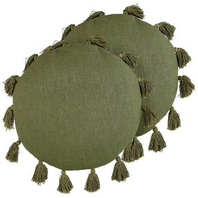 Zöld pamut díszpárna kétdarabos szettben ⌀ 45 cm MADIA Beliani