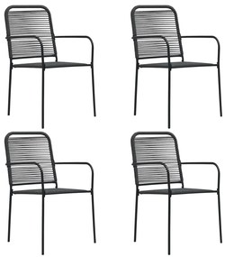 vidaXL 4 db fekete pamut kötél és acél kerti szék