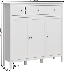 Komód 3D3S, fehér, OLJE