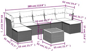 8 részes fekete polyrattan kerti ülőgarnitúra párnákkal