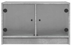 betonszürke TV-szekrény üvegajtókkal 68x37x42 cm