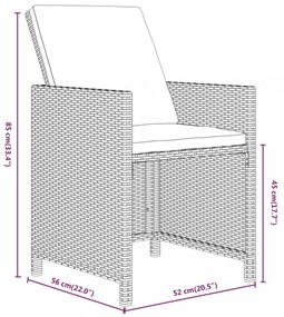 15 részes szürke polyrattan kerti étkezőgarnitúra párnákkal