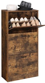 Cipős szekrény 3 felhajtható ajtóval, 60x24x120 cm rusztikus barna