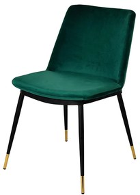 KH Diego szék, zöld velúr anyaggal, fém lábakkal