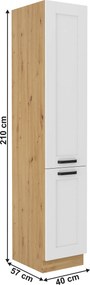 Magas szekrény, fehér/artisan tölgy, LULA 40 DK-210 2F