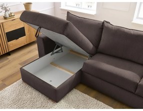 Barna kordbársony kinyitható sarokkanapé (variálható) Augustin – Bobochic Paris