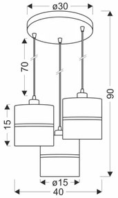 Csillár zsinóron ASSAM 3xE27/60W/230V fekete