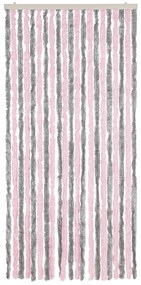 ezüstszürke és rózsaszín zsenília rovarfüggöny 90 x 220 cm