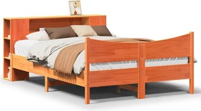 vidaXL viaszbarna tömör fenyőfa ágy matrac nélkül 140 x 190 cm