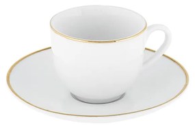 Fehér porcelán csésze szett 6 db-os 100 ml Gold Chic – Villa Altachiara