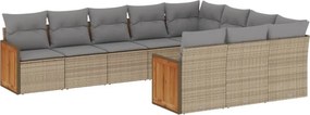 vidaXL 10 részes bézs polyrattan kerti ülőgarnitúra párnával