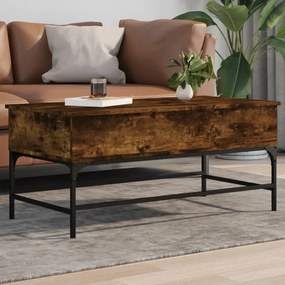 Füstös tölgy szerelt fa és fém dohányzóasztal 100 x 50 x 45 cm