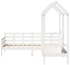 fehér tömör fenyőfa kanapéágy és pad tetővel 80 x 200 cm