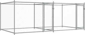 vidaXL szürke horganyzott acél kutyaketrec ajtókkal 4 x 2 x 1,5 m
