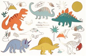 Papír tányéralátét szett 8 db-os 28x42.5 cm Dinosaurs – Meri Meri