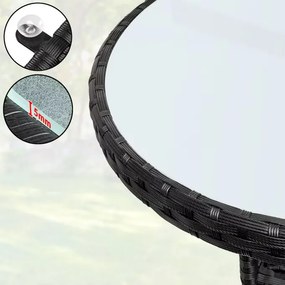 Deuba Rattan asztal Ø80 cm - fekete