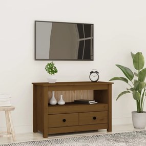 mézbarna tömör fenyőfa TV-szekrény 79 x 35 x 52 cm